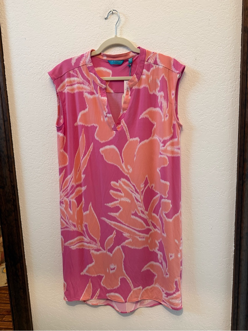 Tori Richard Pink Floral Sleeveless Dress